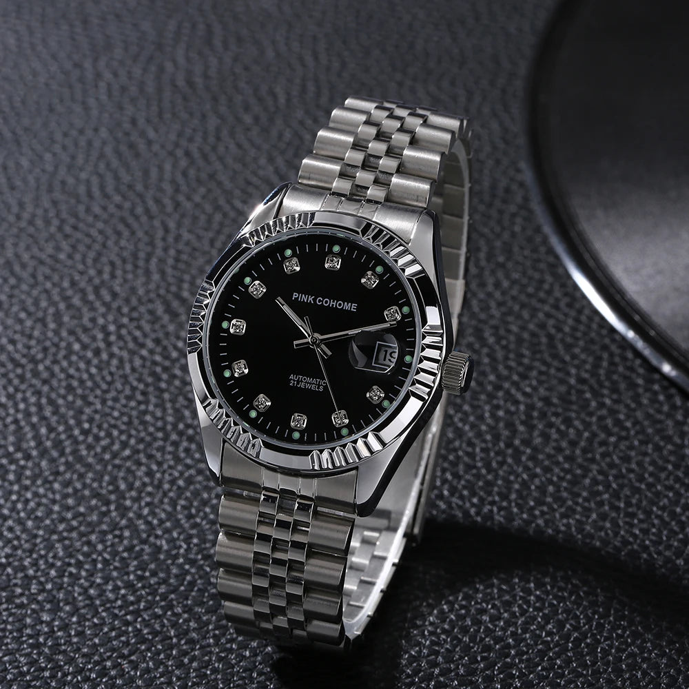 Women Clocks Automatic Machine Solid Steel Watch Band Mechanical Movement Waterproof Famous Brand Design Wristwatch Girls