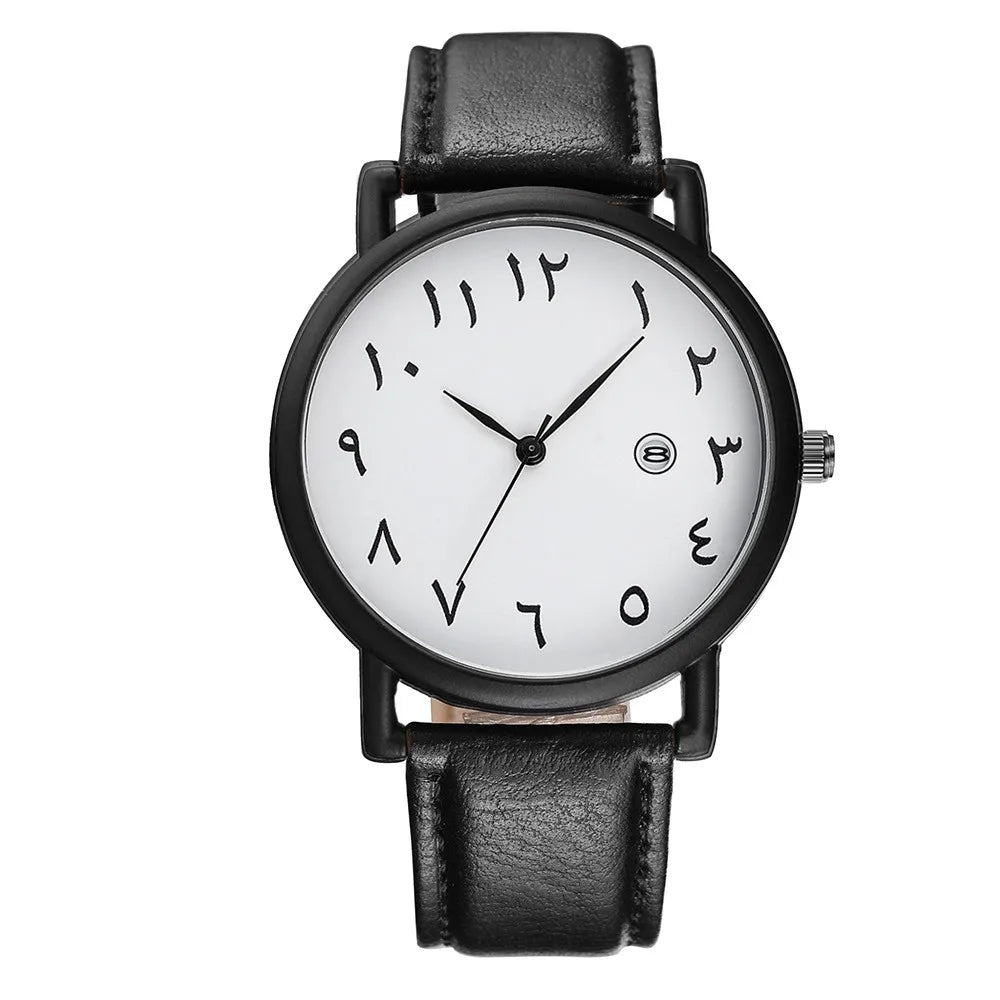 Mens Watches Luxury Brand Leather Wrist Watch for Men Arabic Numerals Date Casual Sport Quartz Wristwatch Relogio Masculino
