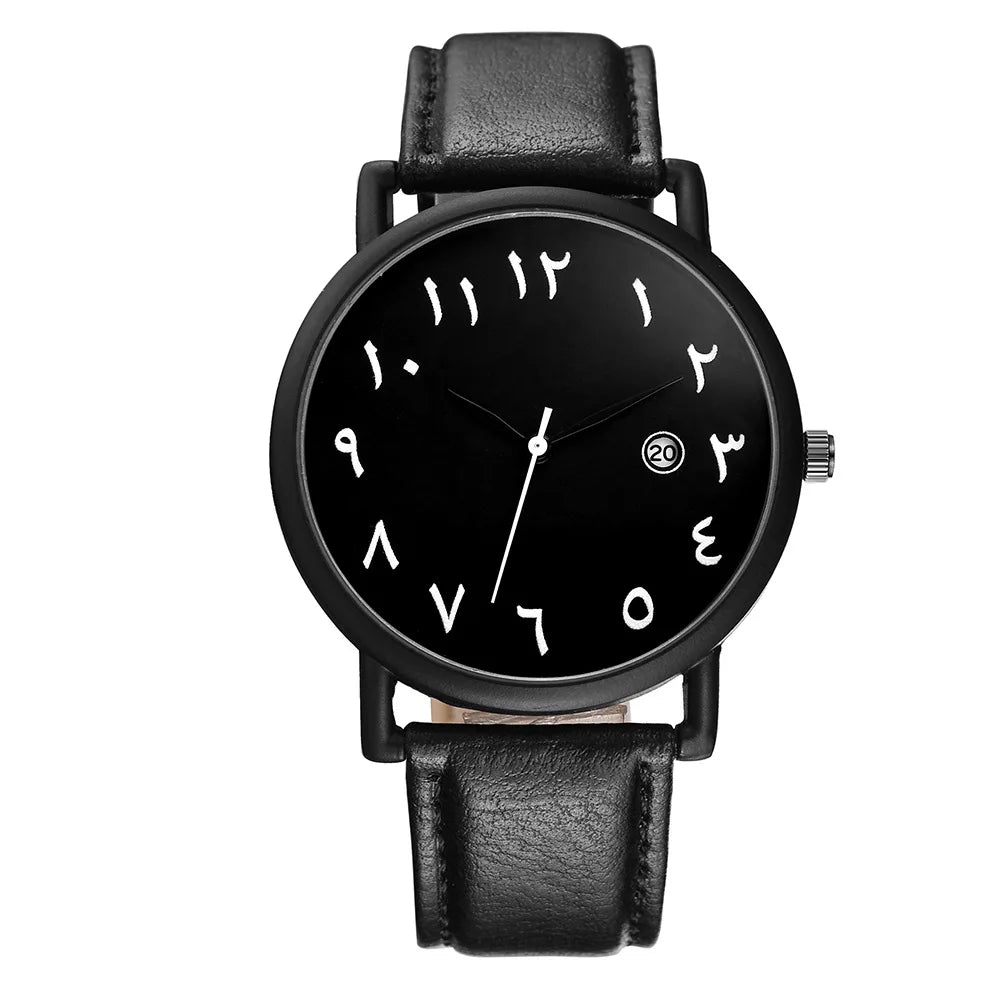Mens Watches Luxury Brand Leather Wrist Watch for Men Arabic Numerals Date Casual Sport Quartz Wristwatch Relogio Masculino