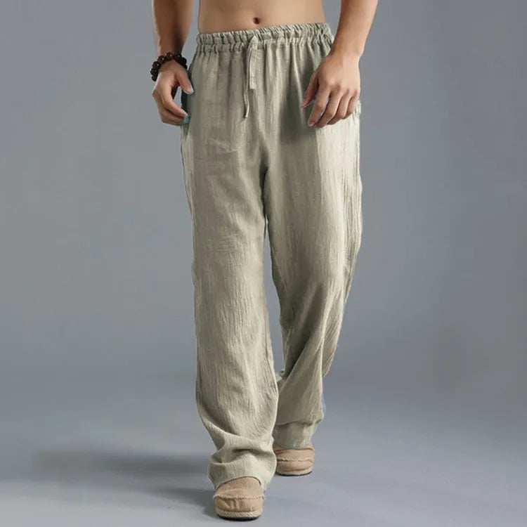 Mens Summer Casual Cotton Linen Loose Drawstring Yoga Pants Trousers Men Clothing Pantalones De Hombre Mens Pants