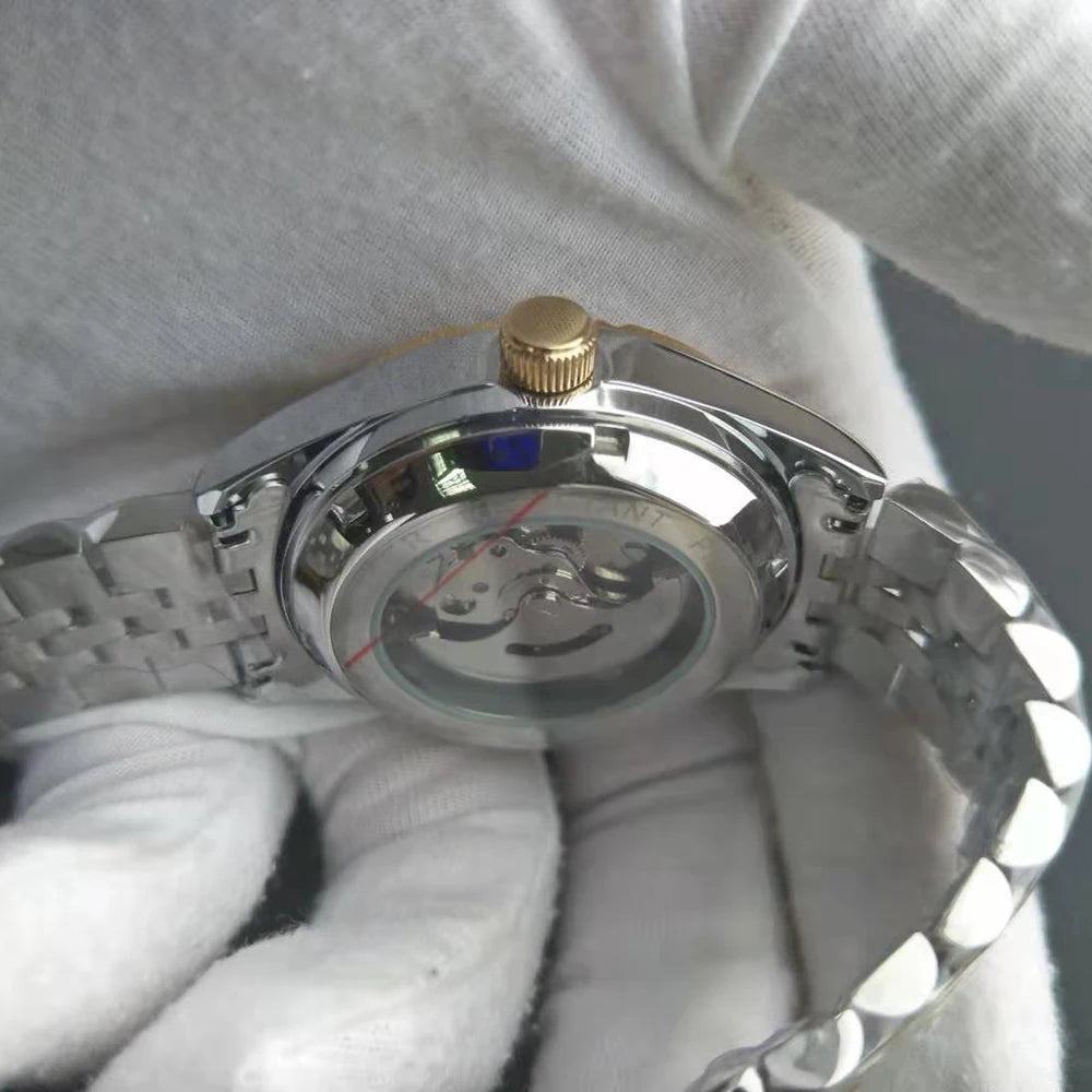 Women Clocks Automatic Machine Solid Steel Watch Band Mechanical Movement Waterproof Famous Brand Design Wristwatch Girls