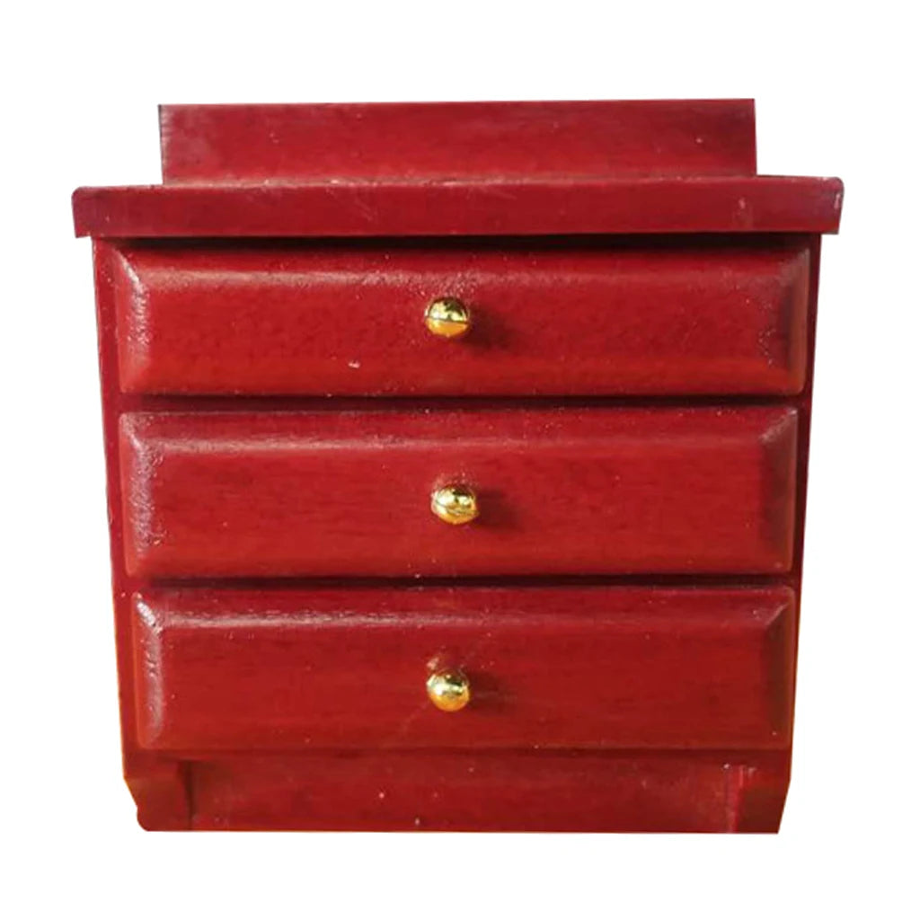 1/12 Dollhouse Miniature Furniture European style Wooden Bed Bedside Table Bedroom Model DIY Accessory