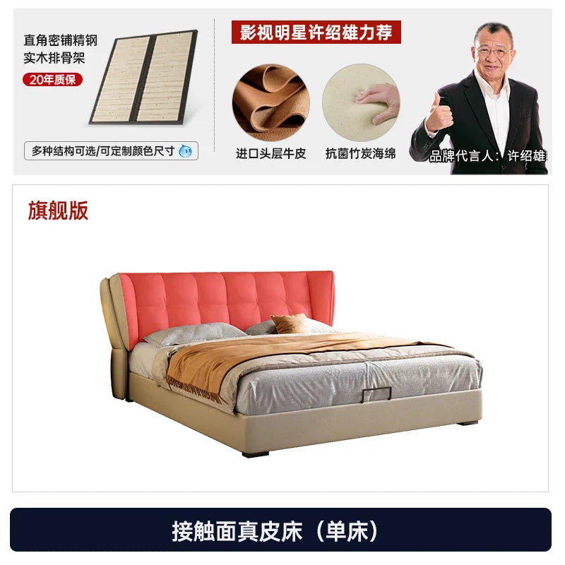 Drawers Wood Double Bed Frame Simple White Elegant Matrimonial Modern Bed Bedroom Villa Italian Cama De Casal Bedroom Furniture