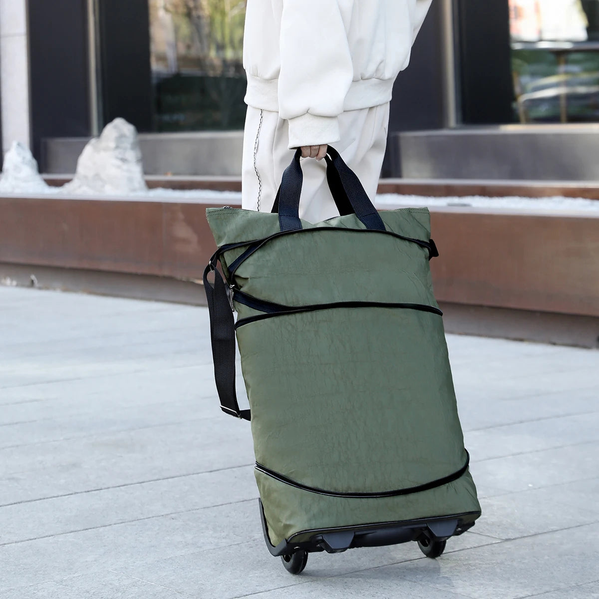 Expandable Rolling Duffle Bag with Wheels Expandable Foldable Duffle Bag Suitcases Rolling Luggage Bag Carry on Duffel Bag