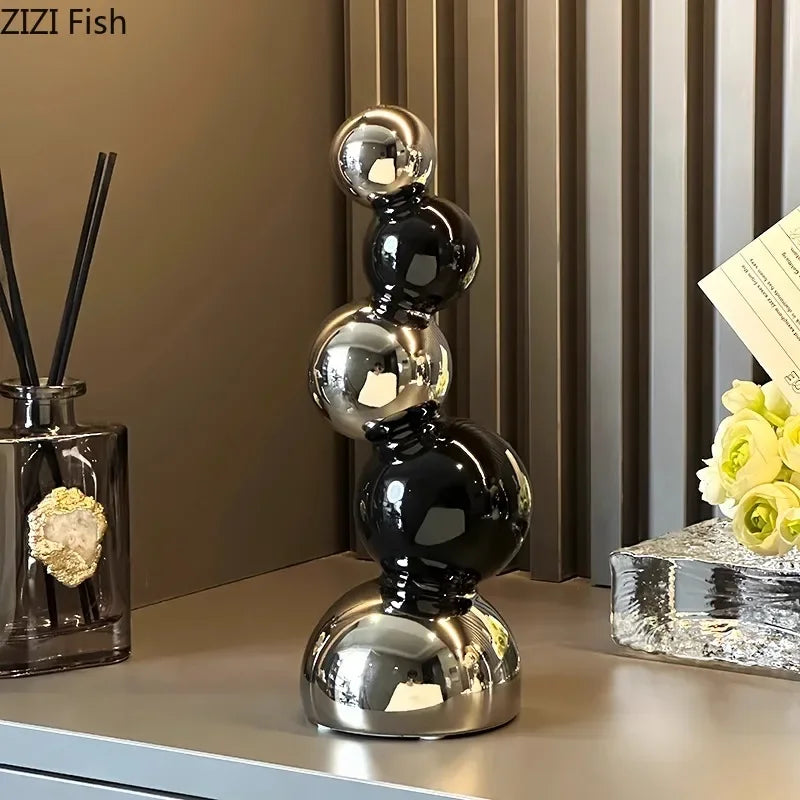 Creative Spherical Geometry Sculpture Ornaments Desk Decoration Modern Crafts Abstract Ceramic Statue Room Aesthetics Decor
