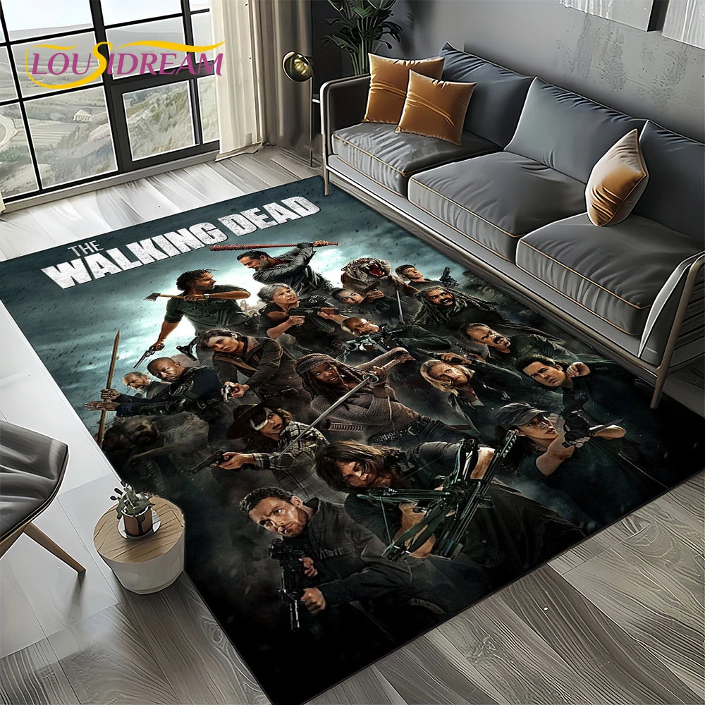 Living Room Walking Dead Rick Daryl Horror TV Rugs Movie Room Sofa Coffee Table Decorative Carpet Hallway Bathroom Non-slip Rug