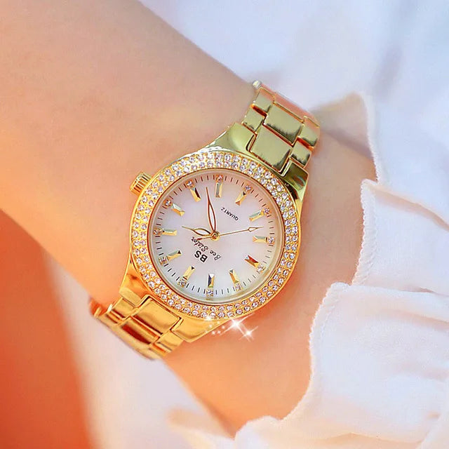 Women Wrist Watches For Ladies Dress Gold Watch Crystal Diamond Women Watches Stainless Steel Silver Clock Montre Femme