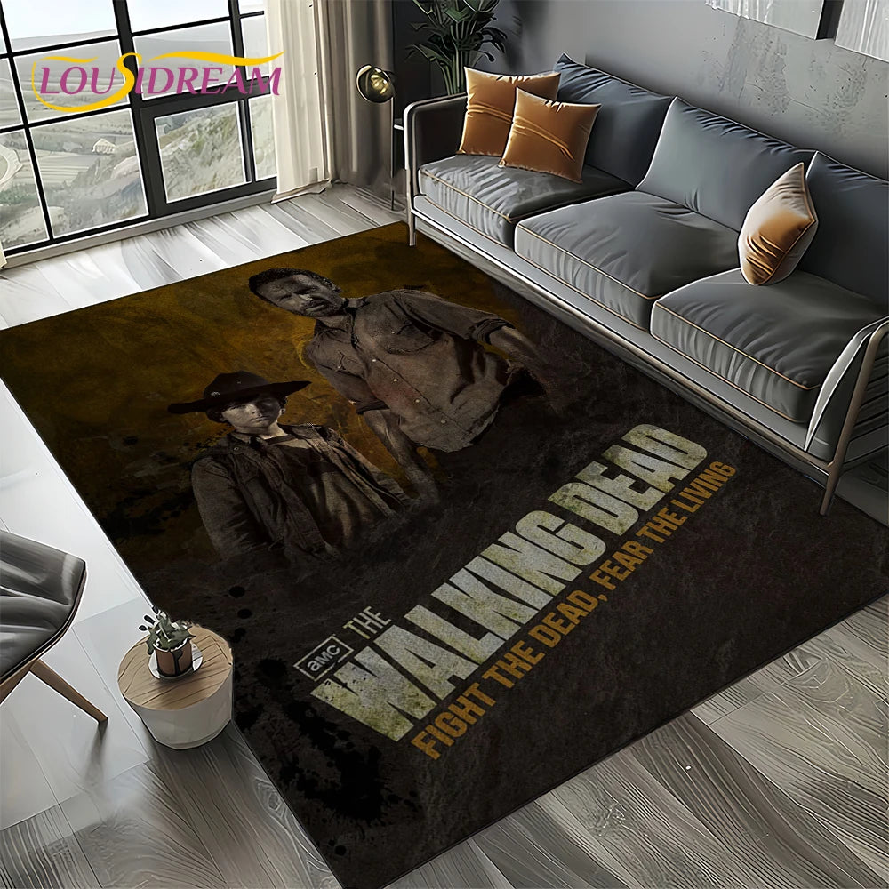 Living Room Walking Dead Rick Daryl Horror TV Rugs Movie Room Sofa Coffee Table Decorative Carpet Hallway Bathroom Non-slip Rug