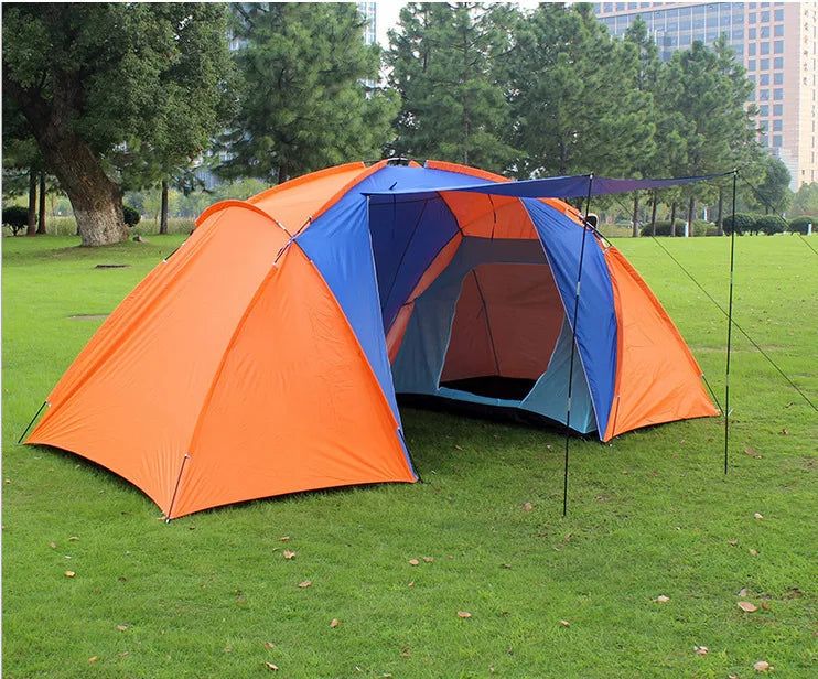Outdoor Camping Tent 4-6 Person Large Tent Sun Protection Waterproof Sunshield Double Layer Portable Hiking Climbing Picnic Tent