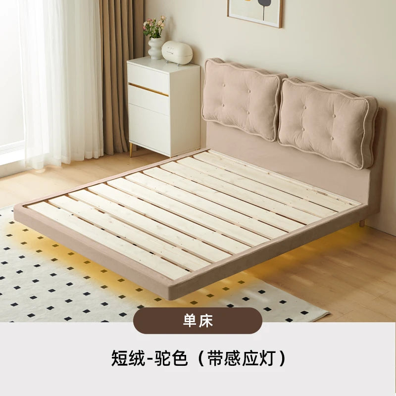 Backrest Girls Double Bed Modern Loft White Sleeper Luxury Floating Bed Frame 180X200Cm Adults Camas De Dormitorio Furniture