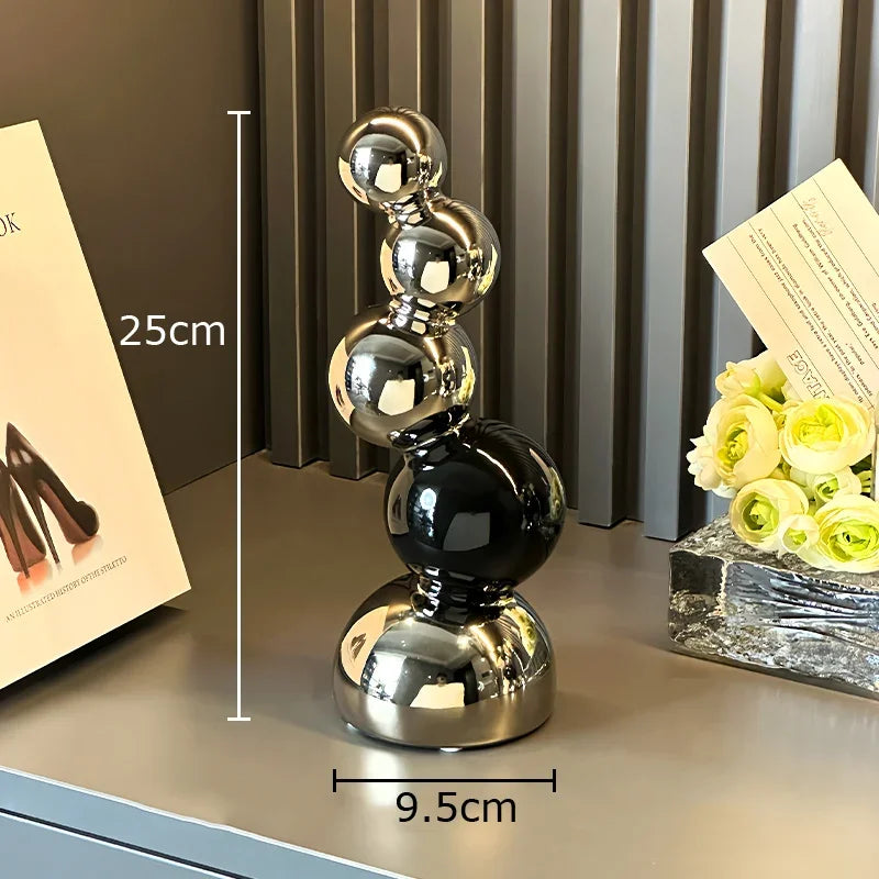 Creative Spherical Geometry Sculpture Ornaments Desk Decoration Modern Crafts Abstract Ceramic Statue Room Aesthetics Decor