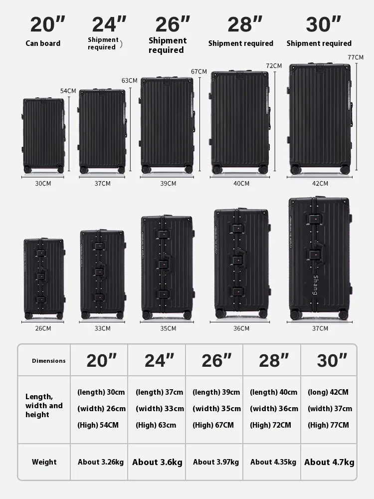 Hard Shell Carry-On Suitcase Rolling Travel Luggage with Spinner Wheels 20 24 26 28 30 Inch Large Capacity Durable Luggage