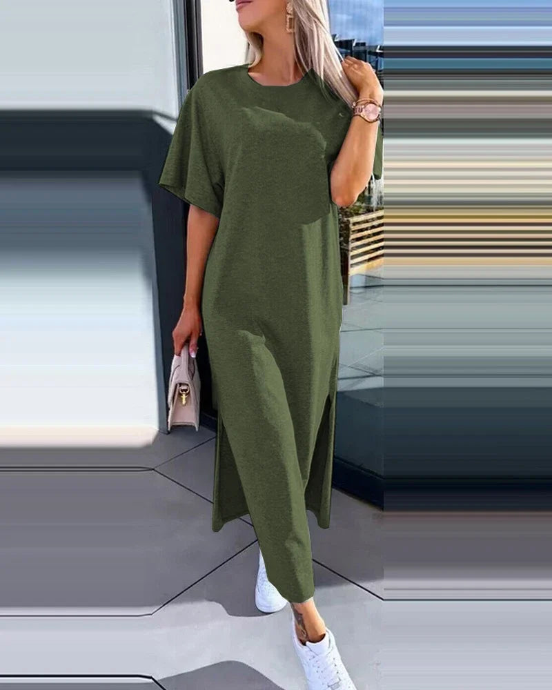 Women's Clothing Spring and Summer Fashion New Ladies Knitted Solid Color Back Lace Sleeveless Dress