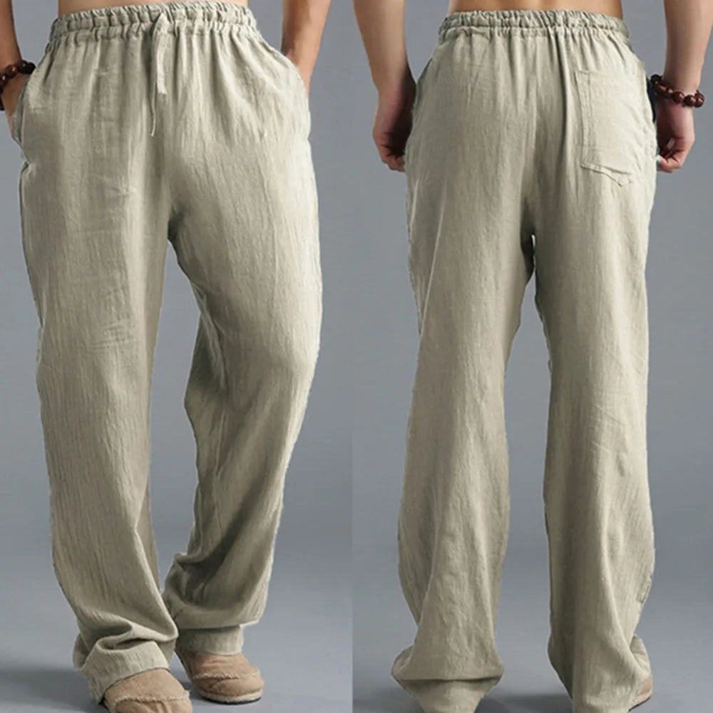Mens Summer Casual Cotton Linen Loose Drawstring Yoga Pants Trousers Men Clothing Pantalones De Hombre Mens Pants