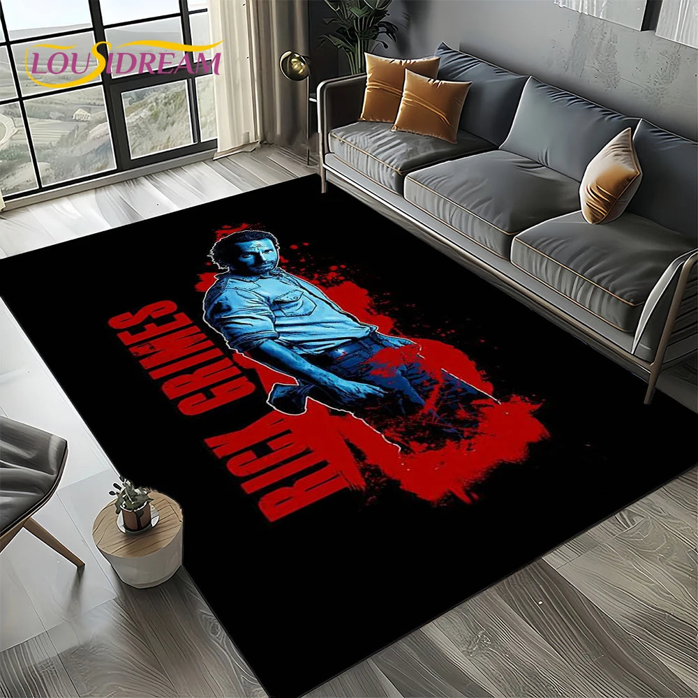 Living Room Walking Dead Rick Daryl Horror TV Rugs Movie Room Sofa Coffee Table Decorative Carpet Hallway Bathroom Non-slip Rug