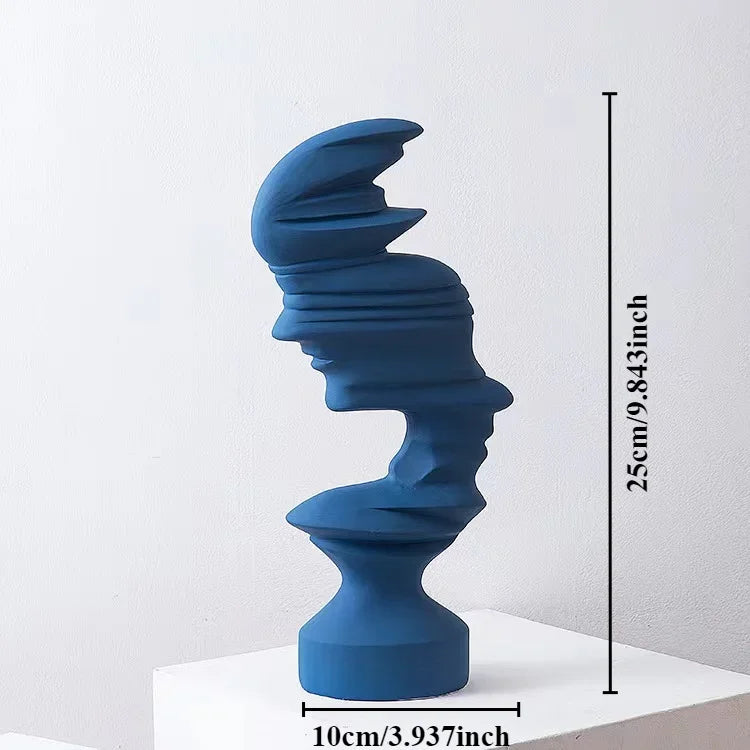 25cm Modern Style Home Decor Abstract Human Face Sculpture Statue Ornament Indoor Room Living Office Decoration Handicraft Gift