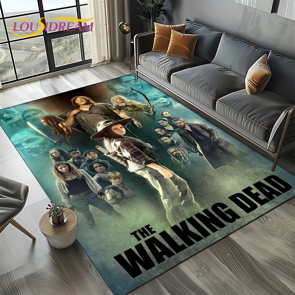 Living Room Walking Dead Rick Daryl Horror TV Rugs Movie Room Sofa Coffee Table Decorative Carpet Hallway Bathroom Non-slip Rug