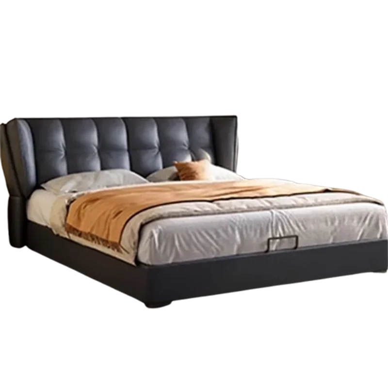 Drawers Wood Double Bed Frame Simple White Elegant Matrimonial Modern Bed Bedroom Villa Italian Cama De Casal Bedroom Furniture