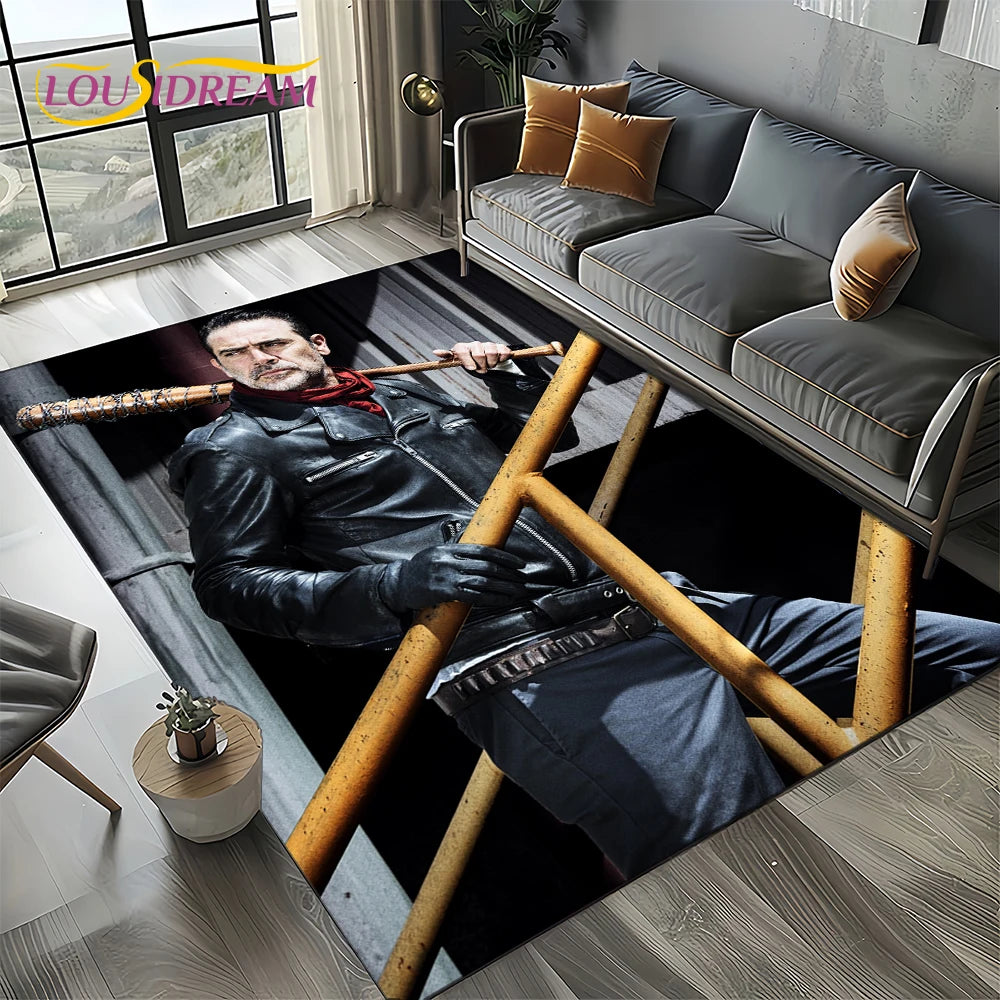 Living Room Walking Dead Rick Daryl Horror TV Rugs Movie Room Sofa Coffee Table Decorative Carpet Hallway Bathroom Non-slip Rug