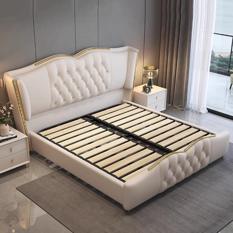 Frames Queen Sized Bed Organizer Headboard European Luxury Bed Storage Minimalist Camas De Matrimonio Dormitorio Home Furniture