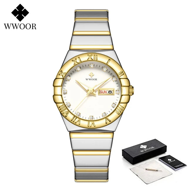WWOOR New Elegant Watch For Women Diamonds Female Clock Luxury Brand Small Watch Dress Ladies Quartz Wristwatch Relogio Feminino