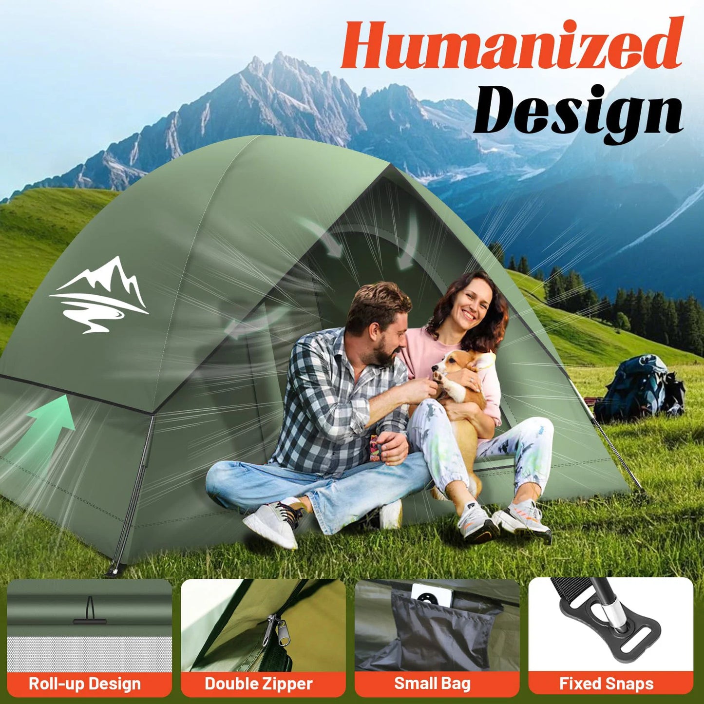 3-4 People Tents for Camping with Shelter 100% Waterproof Windproof Easy Set Up Tent with Removable for Adventure Backyard