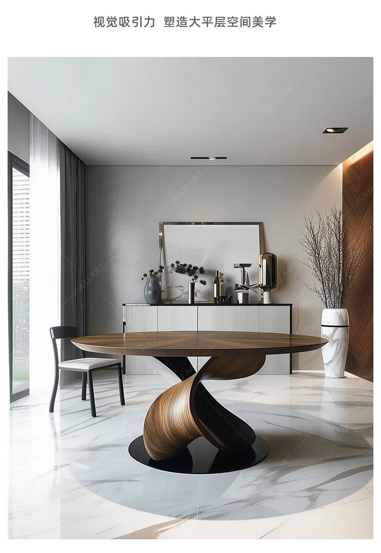 Designer All Solid Wood Round Dining Table Creative Restaurant Dining Table