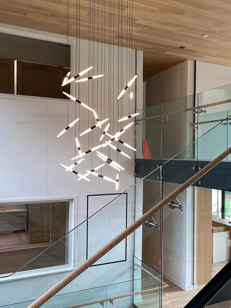 Led Chandelier Modern Dining Room Lamps Home Interior Lighting Designer Living Room Pendent Lamp Creative Staircase Lighting