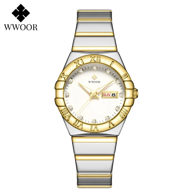 WWOOR New Elegant Watch For Women Diamonds Female Clock Luxury Brand Small Watch Dress Ladies Quartz Wristwatch Relogio Feminino