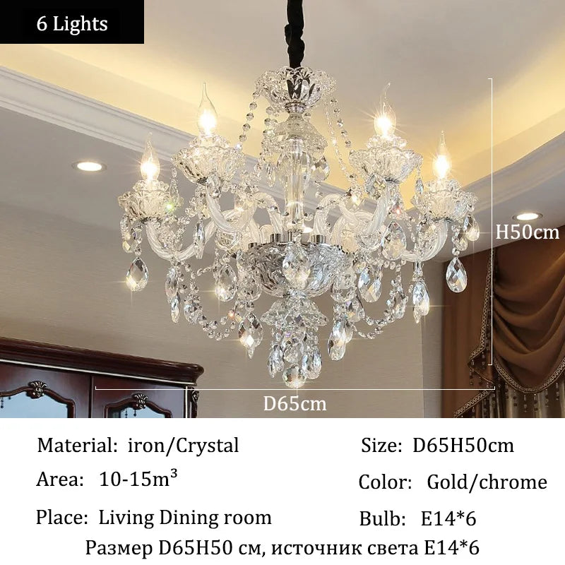 Luxury Home Crystal Chandeliers Villa Lighting for Living Room Decorate LED Ceiling Pendant Lights Indoor Hanging Lights Fixture