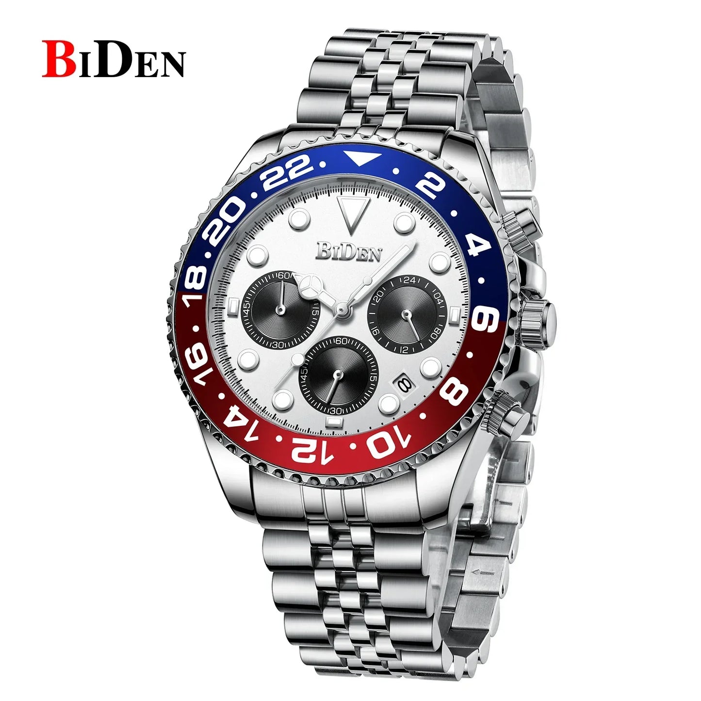 Brand Men's Watches Are High-end Lightweight Luxurious Round Multifunctional Quartz Watches with Solid Steel Straps for Dail