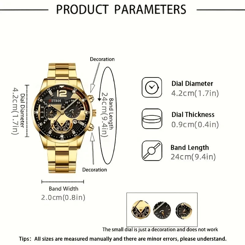 10pcs/set, Men Watch Sets, Casual Mens Watches Analog PU Leather Man Quartz Wristwatch Sets, Multi-color Matching