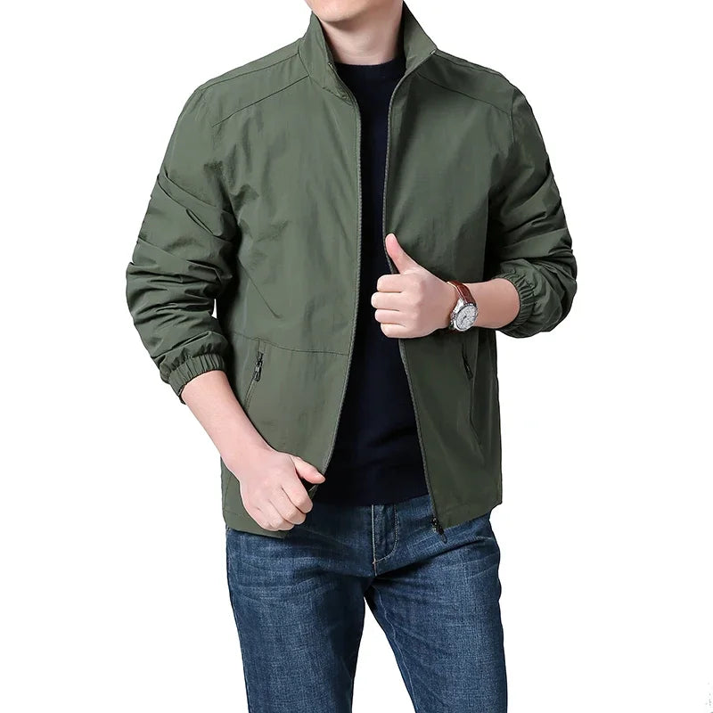 Male Outwear Brand Clothing Men Bomber Jacket Thin Slim Long Sleeve Baseball Jackets Mens Windbreaker Zipper Windbreaker Jacket