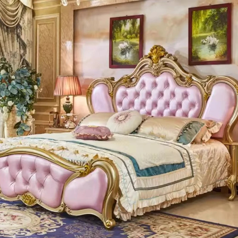 European Princess Bed Sleeping Vintage Comfortable Bedroom Luxury Romantic Bed Quality Wedding Castle Beliche Hotel Furniture