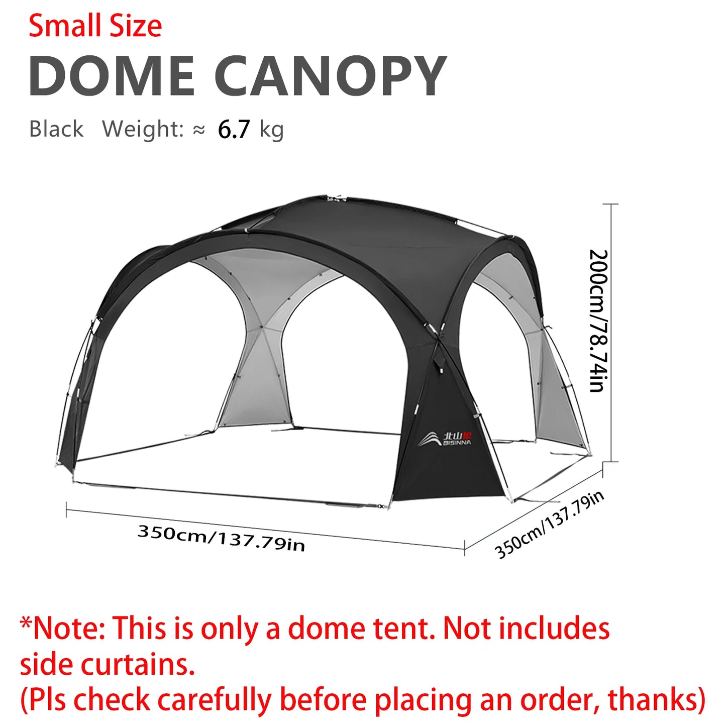 BISINNA Outdoor Camping Dome Tent Luxury Large Round Canopy Silver-coated Garden Awning Family Picnic Pergola Tent