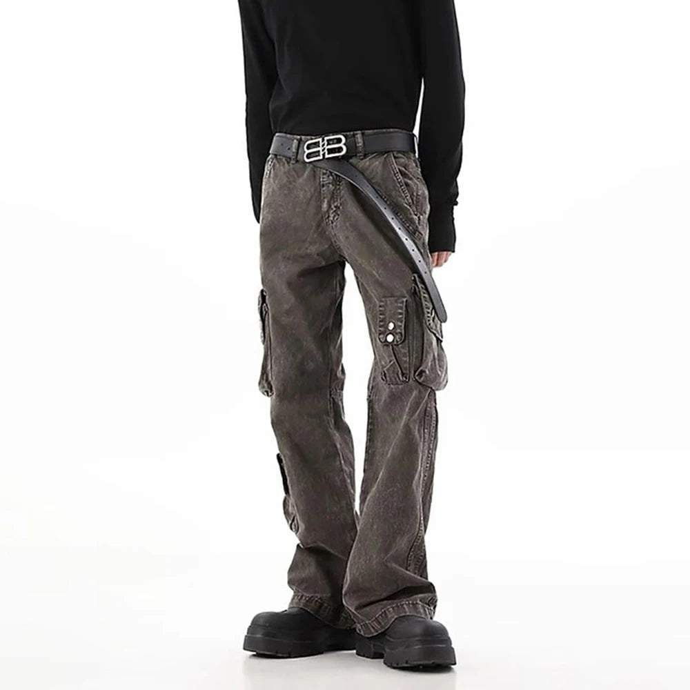 Mens Jeans Washed Cargo Casual Pants Spring Streetwear Fashion Youth Campus Versatile Straight Pants Men'S Clothing 2025 New