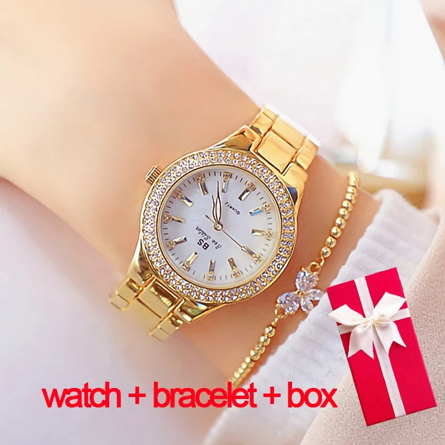 Women Wrist Watches For Ladies Dress Gold Watch Crystal Diamond Women Watches Stainless Steel Silver Clock Montre Femme