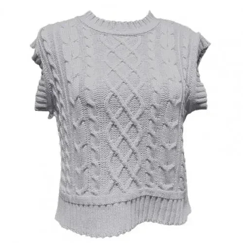 Women's Clothing Chic O Neck Pink Knitted Vest All Match Streetwear Short Sleeveless Pullover Knitted Waistcoat