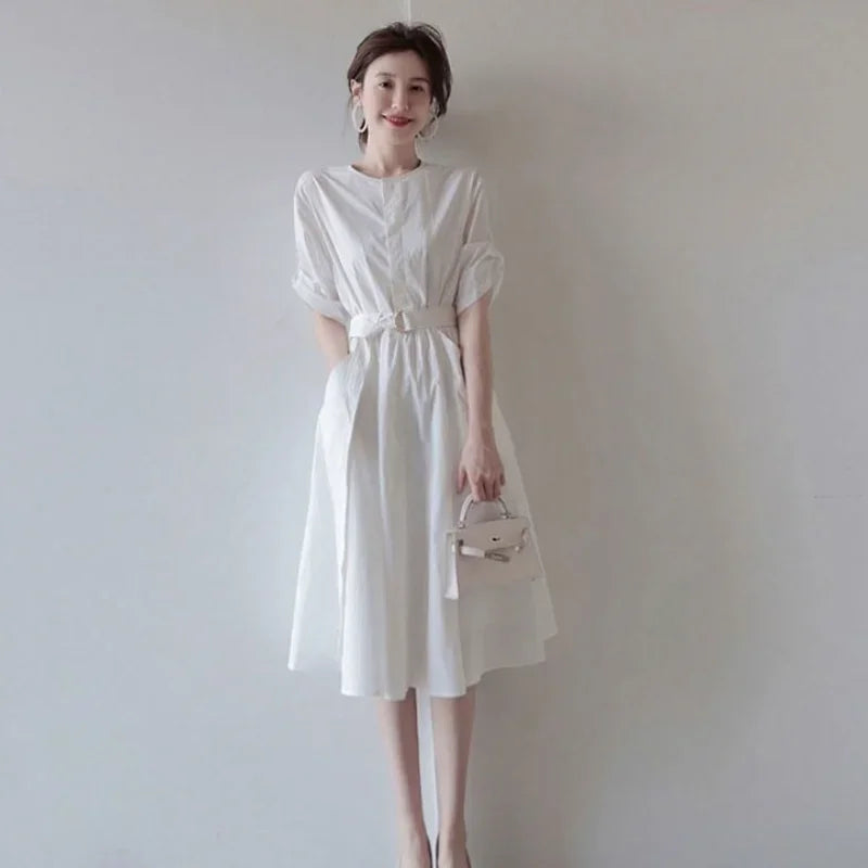 Women's Dress White Clothing Midi Formal Occasion Female Dresses 2024 Outfits Luxury Chic and Elegant Pretty Fashion Y2k Loose X