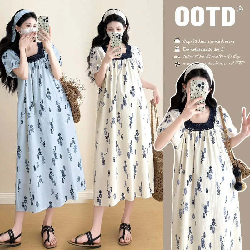 Pregnant Women's Clothing 2025 New Summer Thin Style High-end Mid Length Dress