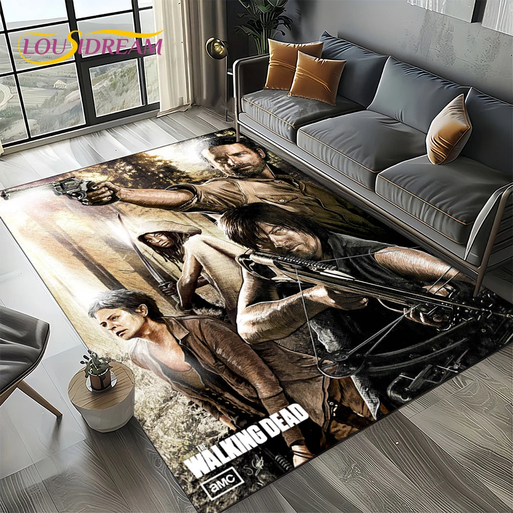 Living Room Walking Dead Rick Daryl Horror TV Rugs Movie Room Sofa Coffee Table Decorative Carpet Hallway Bathroom Non-slip Rug