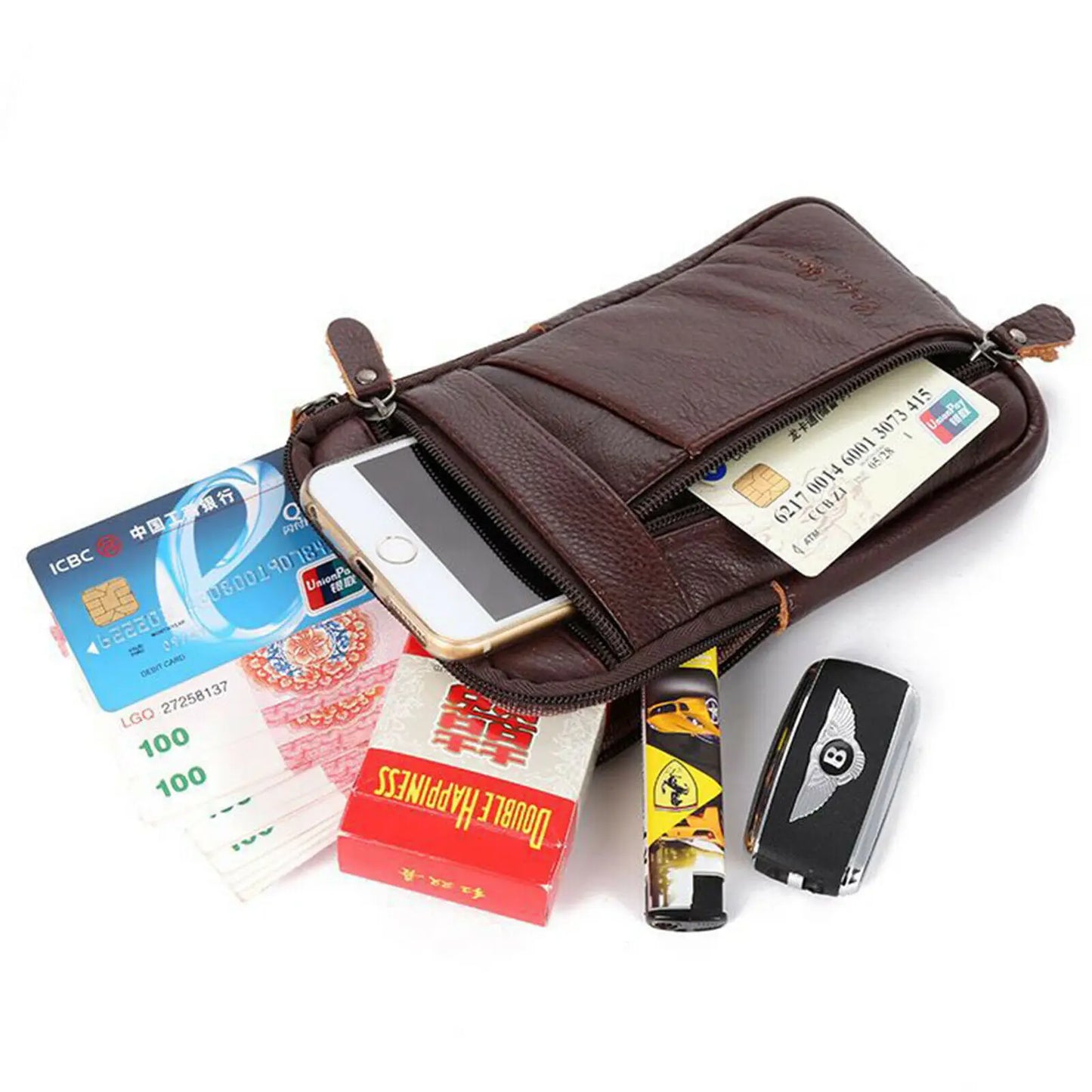 Men's Leather Small Bag Fashion Phone Pouch Belt Bag Shoulder Crossbody Waist Pack Vintage Multi-Function Mens Mini Bag 2022 New