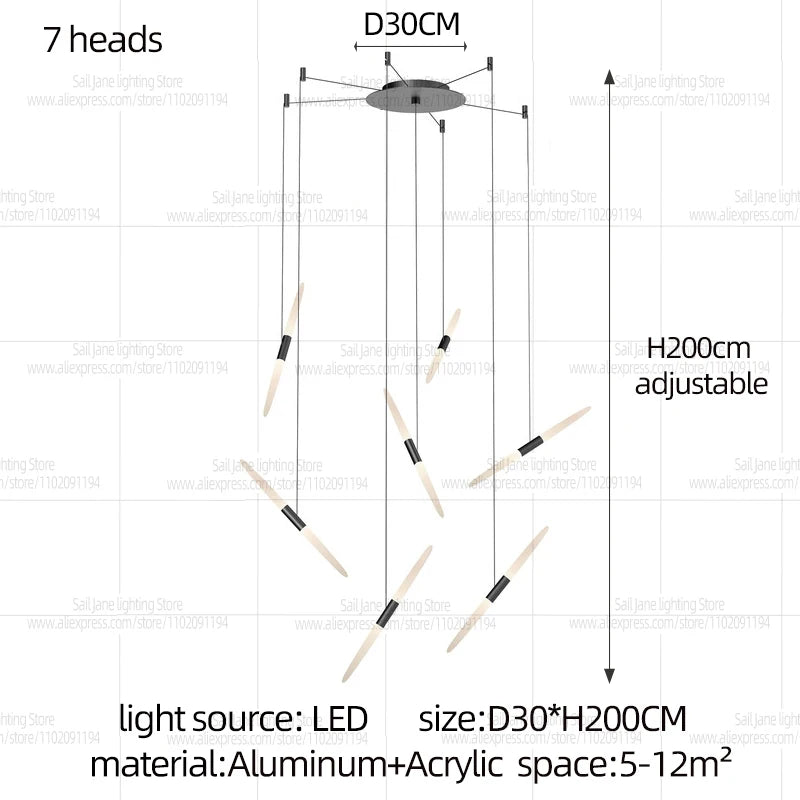 Led Chandelier Modern Dining Room Lamps Home Interior Lighting Designer Living Room Pendent Lamp Creative Staircase Lighting