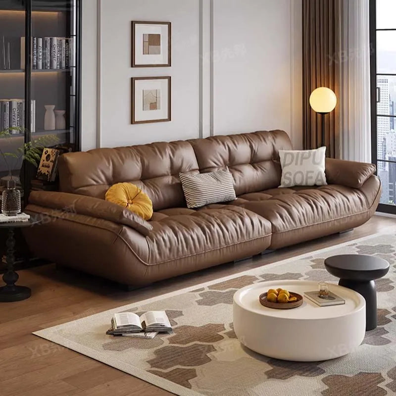 Sectional Living Room Sofa Genuine Leather Comfortable Lounge Sofa Luxury Minimalist Divano Soggiorno Di Lusso Room Decor