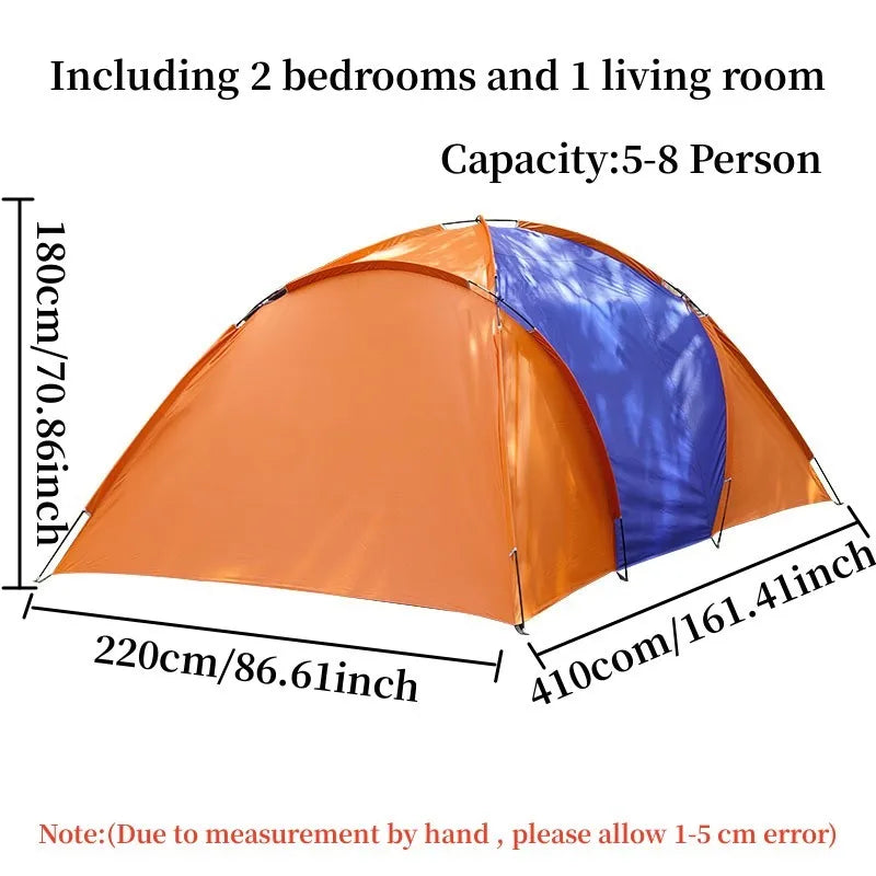 Outdoor Camping Tent 4-6 Person Large Tent Sun Protection Waterproof Sunshield Double Layer Portable Hiking Climbing Picnic Tent