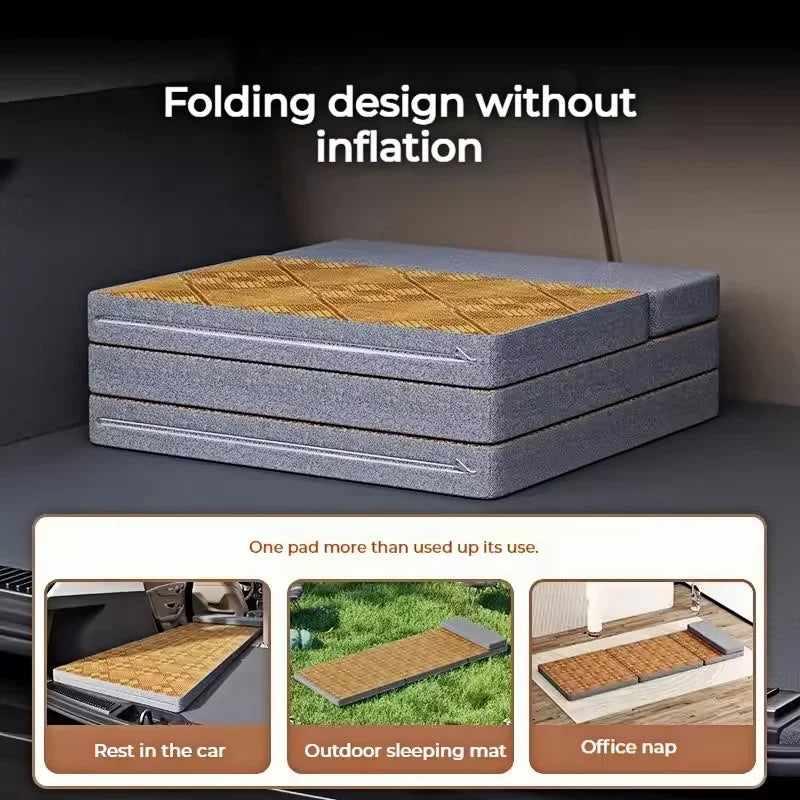 Car Travel Bed Folding Bed Non Inflatable Camping Bed Office Rest Mat With Pillow Car Rear Sleeping Pad Folding Extension Board