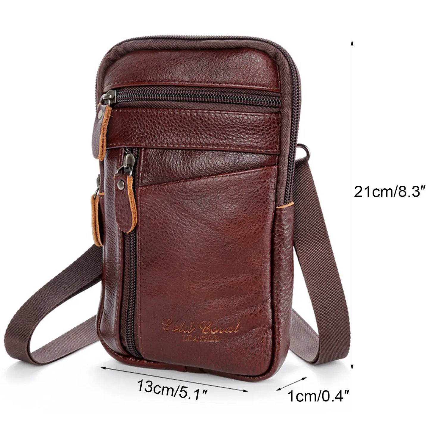 Men's Leather Small Bag Fashion Phone Pouch Belt Bag Shoulder Crossbody Waist Pack Vintage Multi-Function Mens Mini Bag 2022 New
