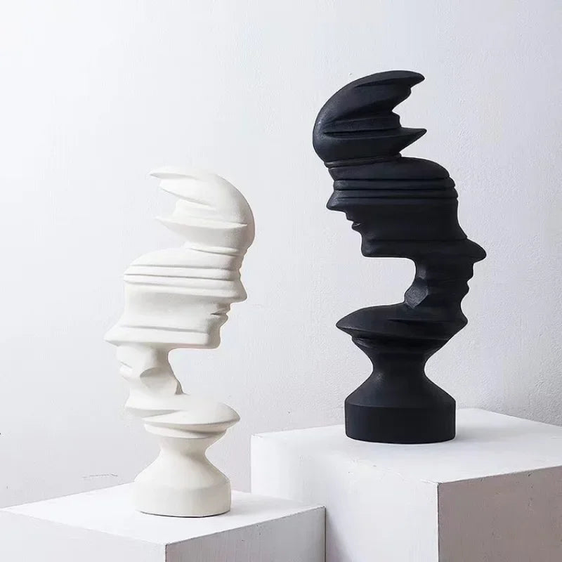 25cm Modern Style Home Decor Abstract Human Face Sculpture Statue Ornament Indoor Room Living Office Decoration Handicraft Gift