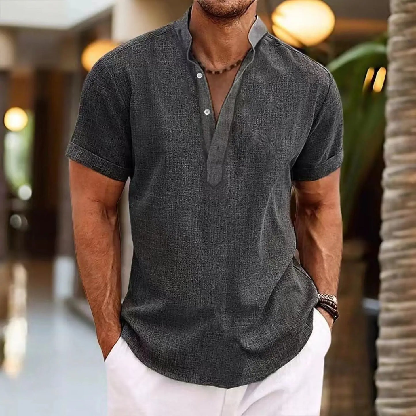 Men's Clothing New Style Summer Loose Casual 8 Solid Color Linen Shirt High Quality Fashion Comfortable Mens Short-Sleeved Shirt