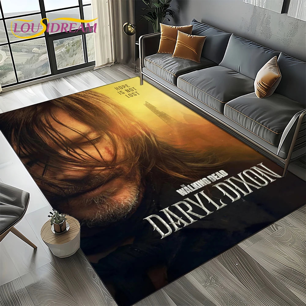 Living Room Walking Dead Rick Daryl Horror TV Rugs Movie Room Sofa Coffee Table Decorative Carpet Hallway Bathroom Non-slip Rug